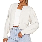 Womens Y2K Cardigan Sweaters Long Sleeve Open Front Button Down Crop Sweater Solid Knit Pullover Fall Outfits Tops