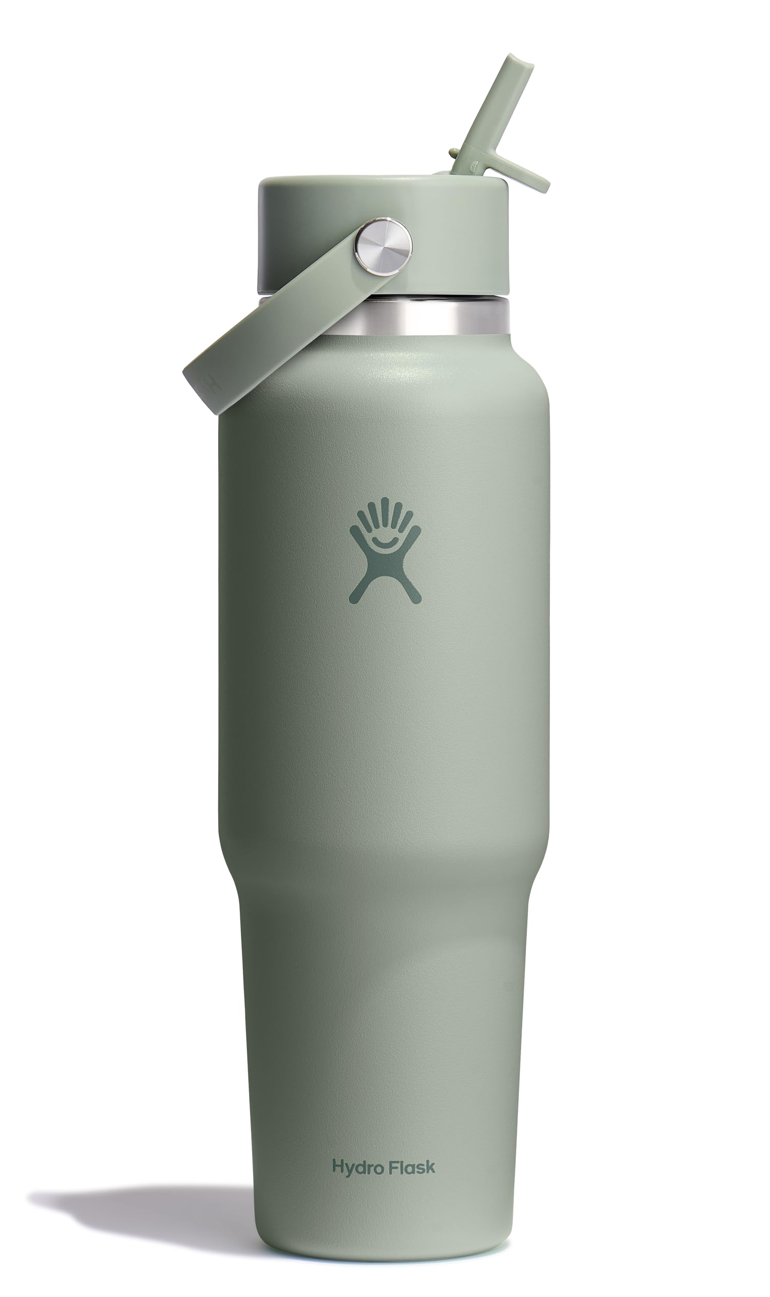 Hydro Flask Travel Water Bottle - Insulated Stainless Steel - Wide Straw Lid, Non Spill, Leakproof in 40 Oz Agave Green Image