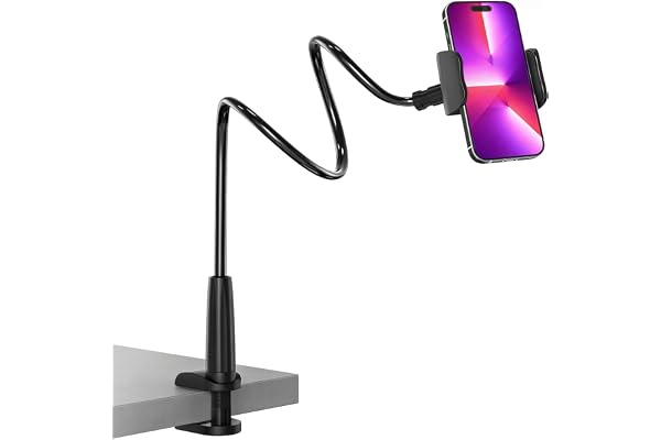 MAGIPEA Gooseneck Phone Holder for Bed, Flexible Overhead Cell Phone Mount for Desk, Hands-Free Viewing Clamp Stand Compatibl