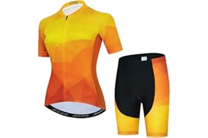 YOUALSO Womens Cycling Jersey Set, Summer Short Sleeve Ladies Mountain Bike Shirt and Shorts Kit MTB Suit Bicycle Clothes
