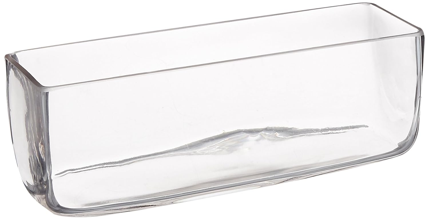 WGV Clear Long Rectangle Block Glass Vase, 4 by 12 by 4