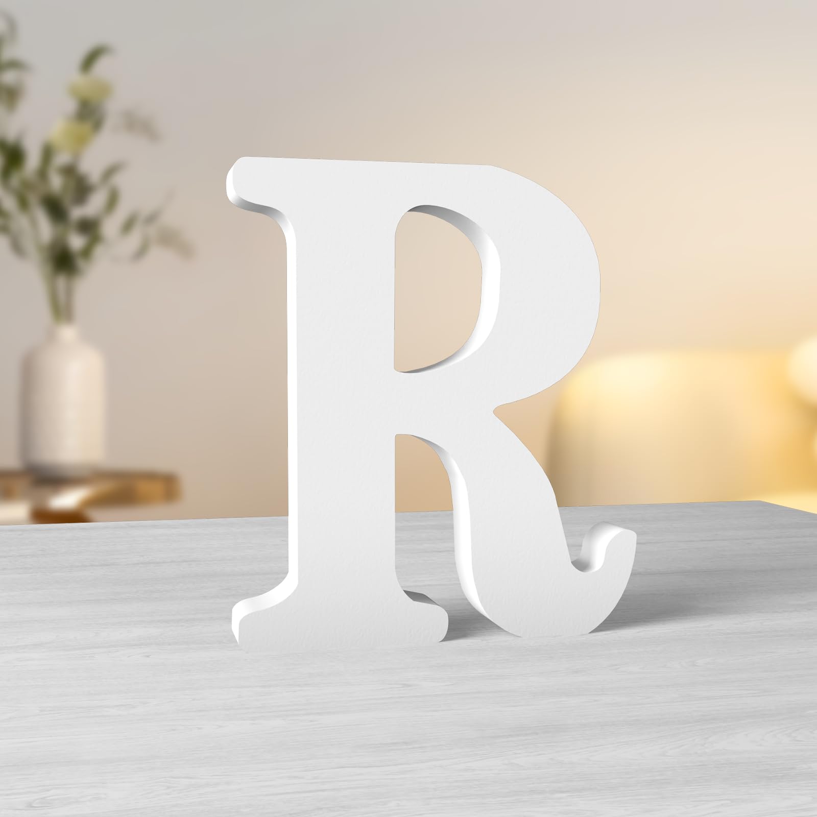 Aruatu 6 Inch White Wood Letters - Unfinished Wood Letters for Wall Decor & Craft Projects — image 1