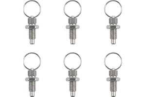 INCREWAY 6Pcs Spring Plunger with Pull Ring, M8 Quick Release Pin w/Drop Cam & Spring, Stainless Steel Non-Locking Type Stubby Hand-Retractable Spring Plunger Index Plunger