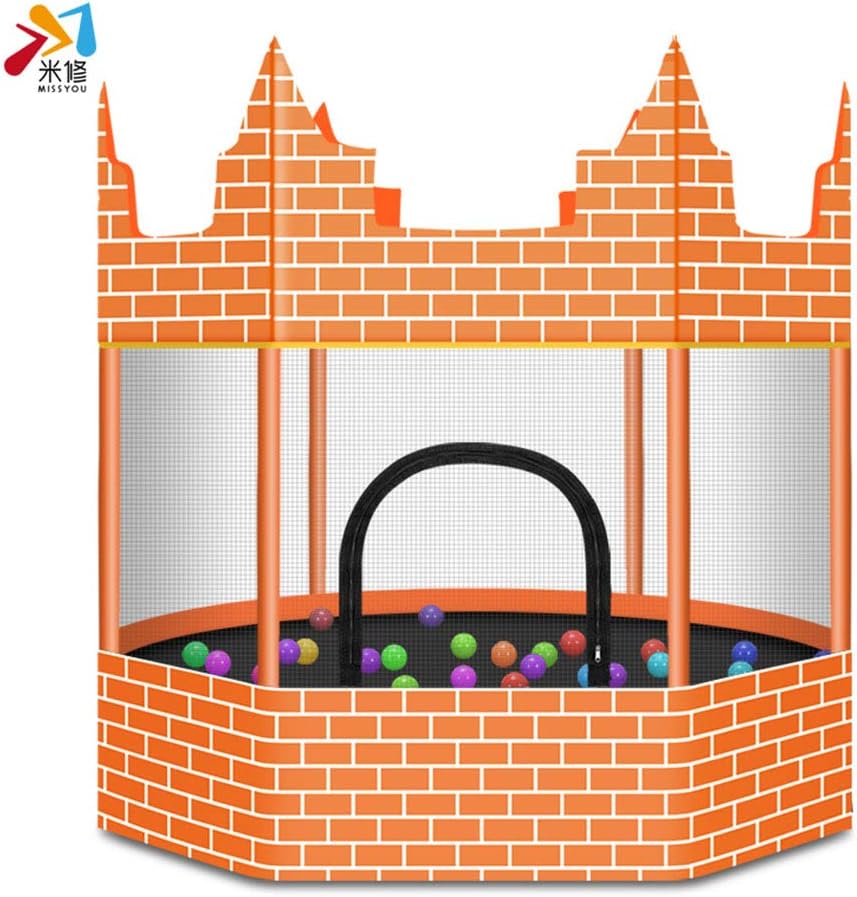 Trampolines Sports Home Children's Bounce Bed Castle Toy with Protective net Bearing Weight 150kg (Color : Orange, Size : 150150cm)