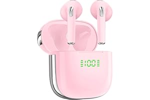 POCBUDS Earbuds 72Hrs Playback Wireless Earbuds Bluetooth Headphones with LED Power Display Charging Case Ear buds IPX7 Waterproof Earphones Stereo Sound in-Ear Earbud with Mic for Phone Laptop TV Sport Pink