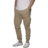URBANJ Men's Stretch Twill Drop Crotch Jogger Pants S-5XL