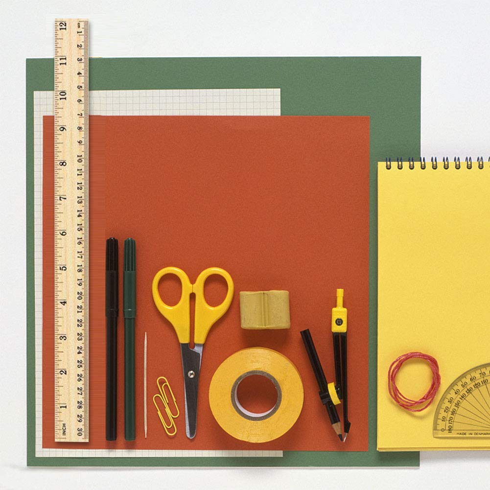 LovesTown 60 Packs Wood Rulers,2 Scale 30cm & 12inch Student Rulers Wooden School Rulers Office Ruler Measuring Ruler for Students Teachers Experiments Crafts