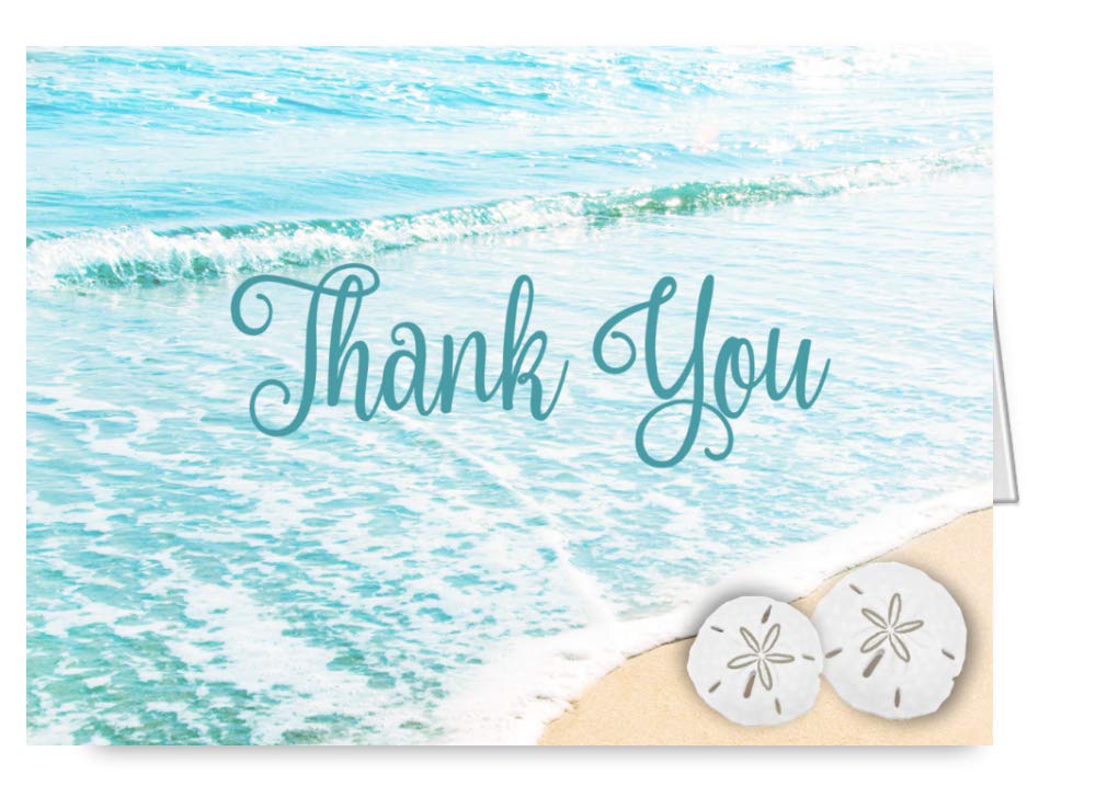 Amazon Com Beach Sand Dollar Thank You Cards Wedding Notecard Qty 50 Handmade