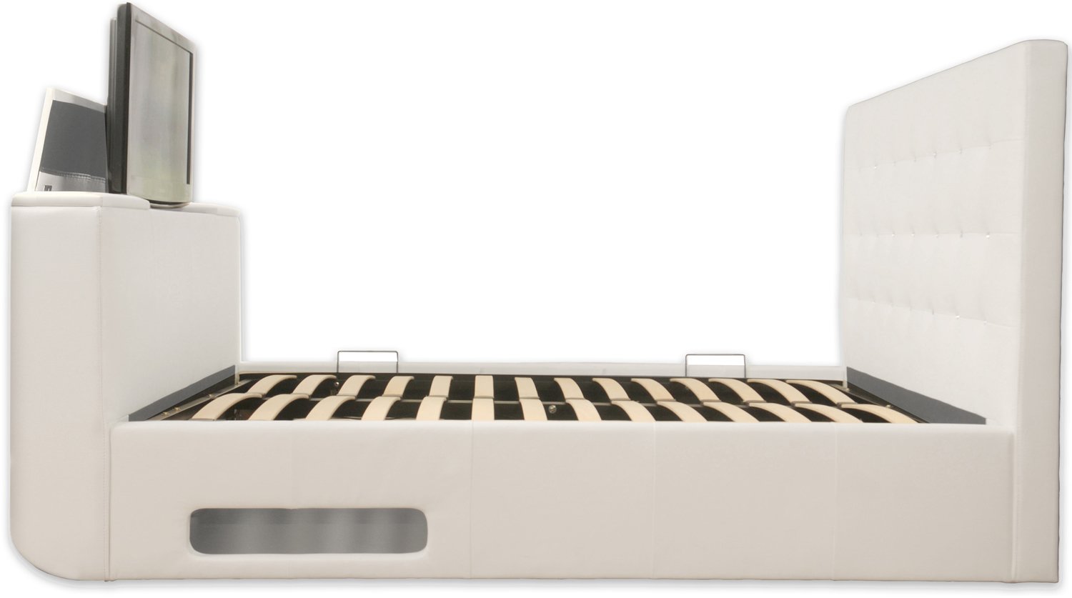 Montana Electric White Tv Bed With Crystals Double Kingsize