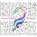 Jatidne Unicorn Temporary Tattoos for Kids Birthday Party, Waterproof Unicorn Tattoo Stencil Unicorn Party Supplies 16 Sheets, 288 Tattoos