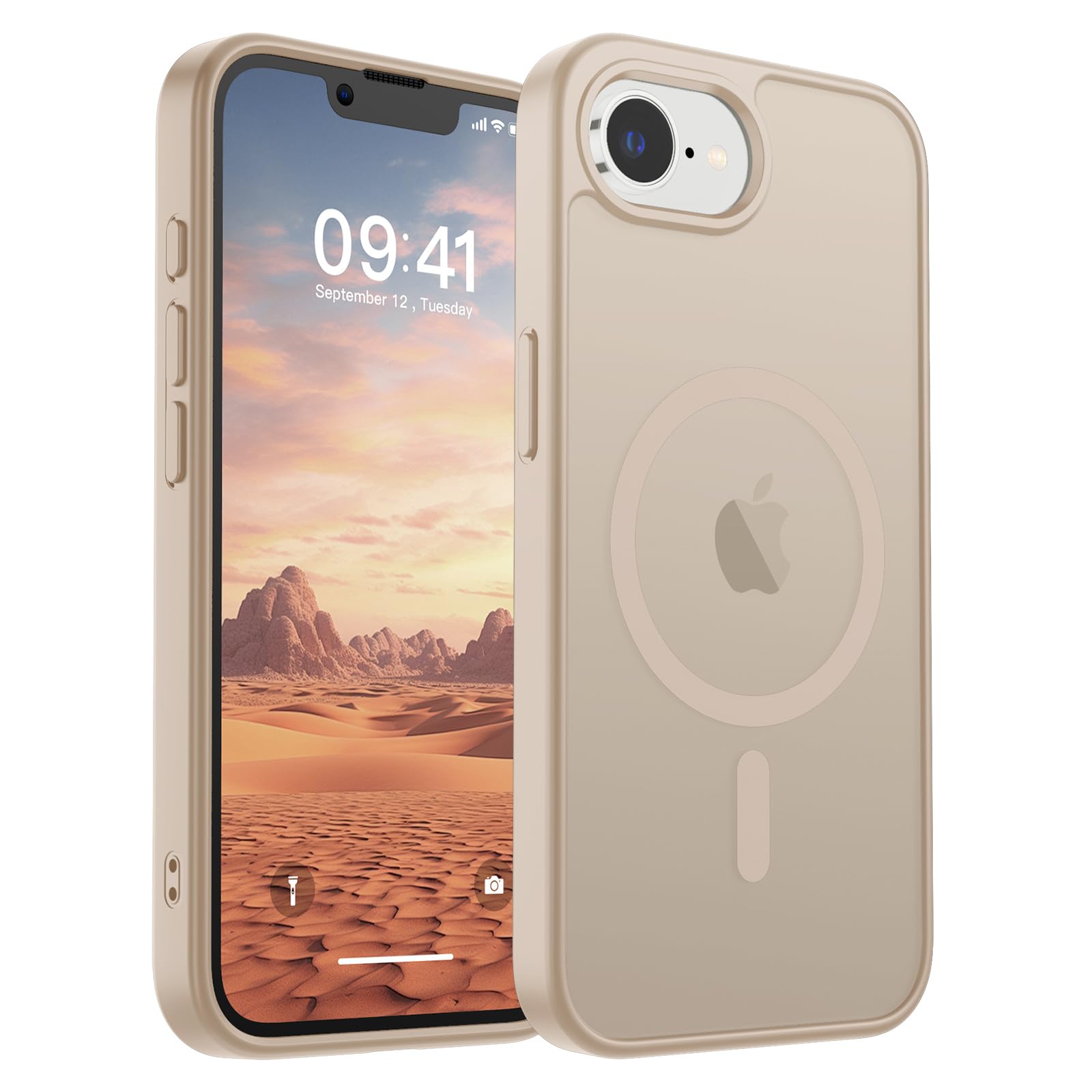 Photo 1 of SUPFINE Magnetic for iPhone 16e Case (Compatible with MagSafe)(Military Grade Drop Protection) Slim Translucent Matte Shockproof with Anti-Fingerprint Phone Case 2025,Desert Gold