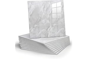 Chejiaye 10pcs Marble Peel and Stick Backsplash Waterproof Washroom Wall Panels, Peel and Stick Tile, PVC Wall Panels for Kitchen, Bathroom - 11.8"x11.8" (Gray1, 11.8"x11.8"x10 Pack)