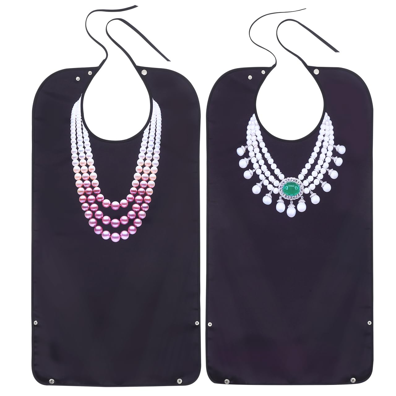 Healeved Adult Bibs for Women - Washable Waterproof Eating Bibs with Adjustable Straps and Crumb Catcher Comfortable Clothing Protector for Elderly and Disabled 2 Pack