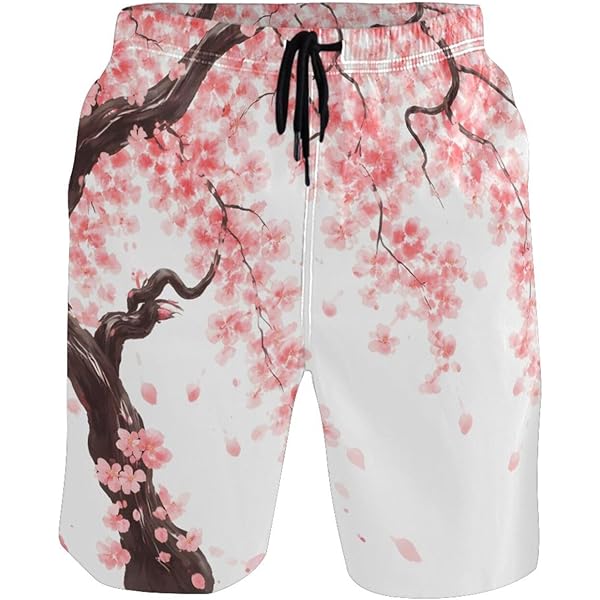 Men's Swim Trunks Japanese Cherry Tree Blossom Beach Board Shorts