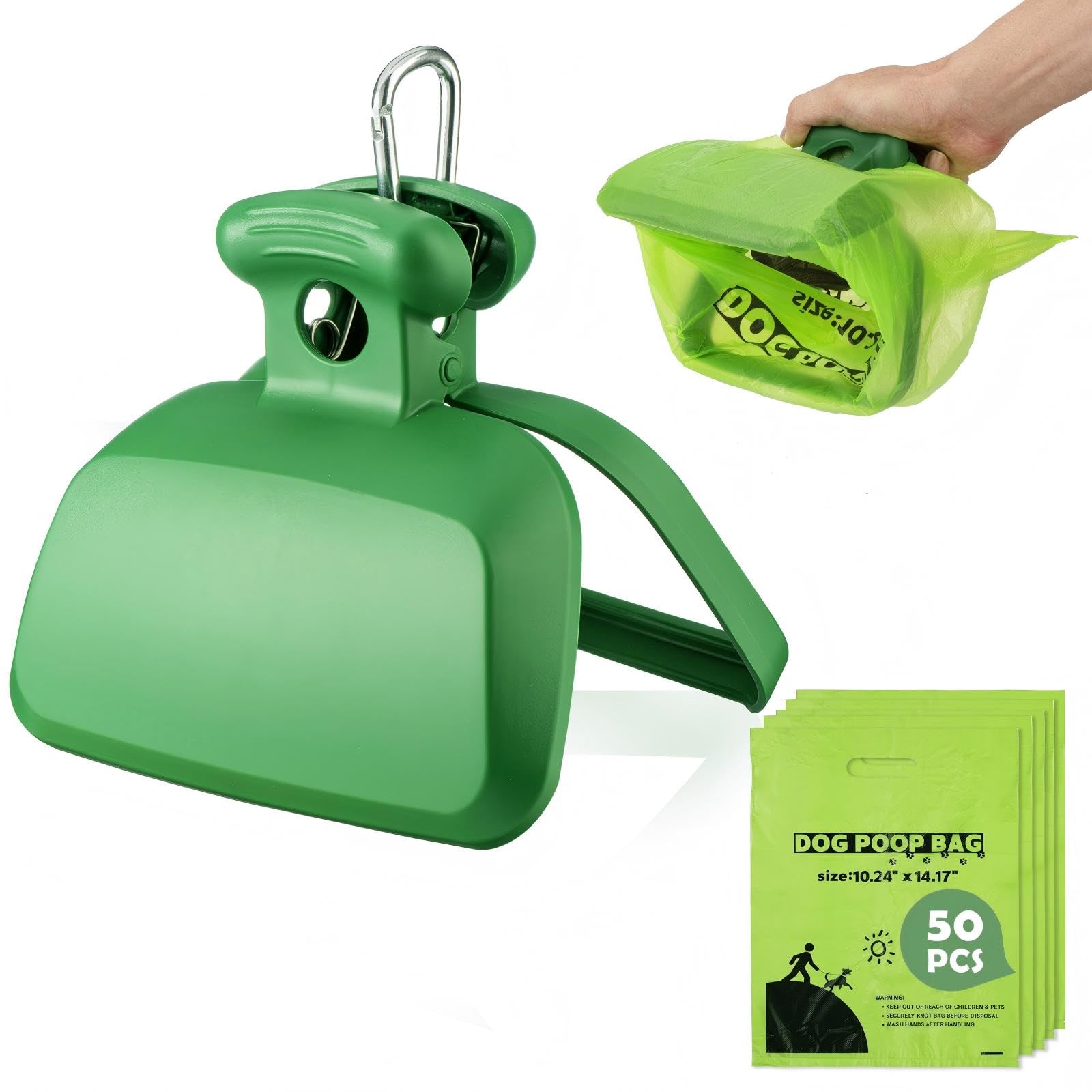 Photo 1 of MXF Pooper Scooper, Portable Dog Pooper Scooper for Small and Large Dogs with 50 Dog Waste Bags, Heavy Duty Poop Scooper with Bag Attachment for Yard & Walks