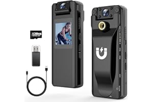 DELARBEADEN Body Camera with Audio and Video Recording, 64GB Mini Body Cam with 180° Rotating Lens, 10HR Battery & Night Vision, HD 1080P Wearable Bodycam for Law Enforcement, Hiking and Outdoor Sports