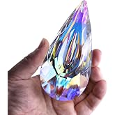 YU FENG 4.7 Inch Crystal Prism Suncatcher, Window Hanging Rainbow Maker | Large Faceted Crystal Pendant, Teardrop Crystal, Window Hanging Ornament, Bright Rainbow Effect, Garden Home Decoration
