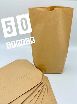 50 Papiertüten | 26 x 17 cm TOP Qualität, made in Germany | Dekotüten Geschenktüten Papierbeutel Ostertüte | Perfekt zum Bast