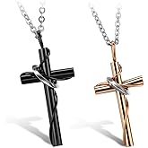 OIDEA Couples Lingering Cross Pendant Necklace: Mens Womens Stainless Steel Matching Necklace for Couples Jewelry Gift