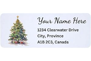 LUXTERIC Set of 180 Self Adhesive Personalized Christmas Return Address Labels, 2.625” by 1”, Custom Labels for Postage, Enve