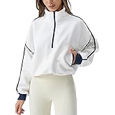 QINSEN Women's Half Zip Fleece Short Pullover Sweatshirt Winter Long Sleeve Cozy Sherpa Sweater Top