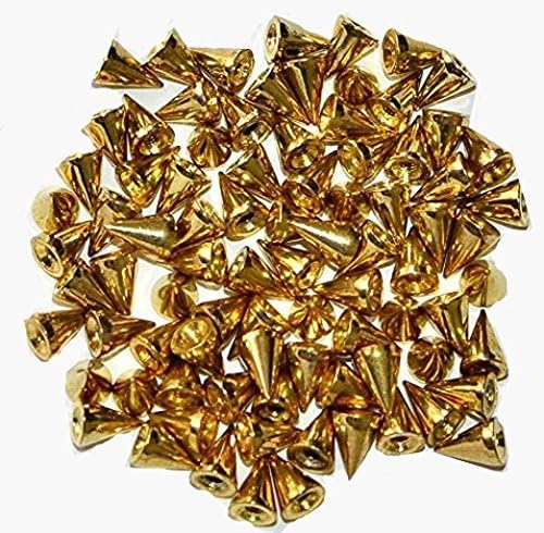 CRSHIP 0.28in×0.39in 100pcs/sets Bullet Cone Spike and Stud Metal Screw Back for DIY Leather-craft&amp;Punk Gothic Style&amp;CRSHIP leather as a gift (Golden100pcs)