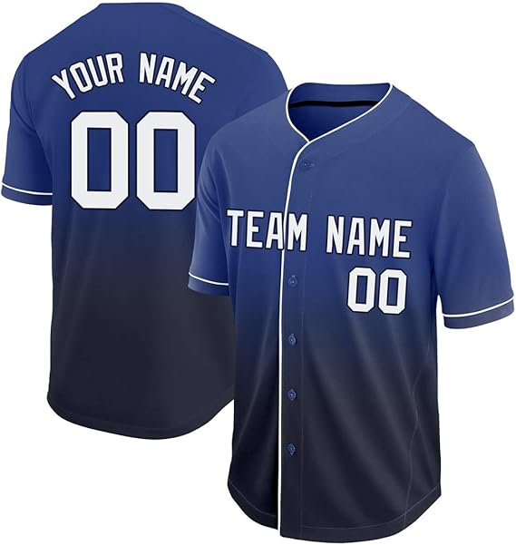 Blue Black Custom Baseball Jerseys for Kids Men Women, Athletic