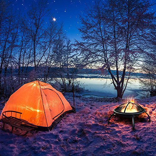 Durable 22-inch Portable Folding Fire Pit with Carrying Bag and Fire Poker