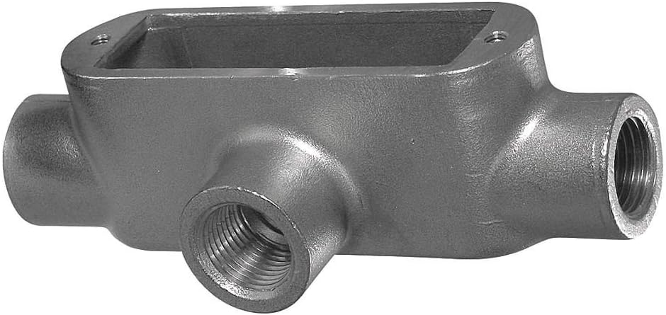 Calbrite - S62500TE00 - T-Style 2-1/2 Conduit Outlet Body with Cover, Threaded Stainless Steel, 160.0 cu. in.