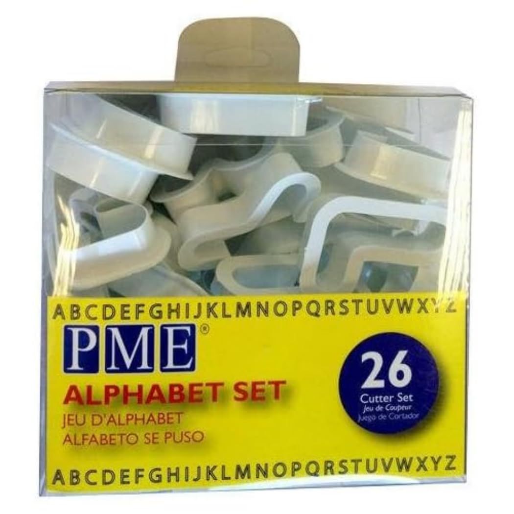 PME Alphabet Cutters for Sugarcraft and Cake Decorating, Set of 26, White, 5 x 1.3 x 5 cm