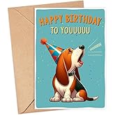 GreenStar Gifts Basset Hound Dog Card - Birthday Card For Dog Owner - Funny Basset Hound Dog Birthday Card - Gift For Basset Hound Dog Lovers - Gift For Dog Moms - Dog Dads - Happy Birthday To Youuuu