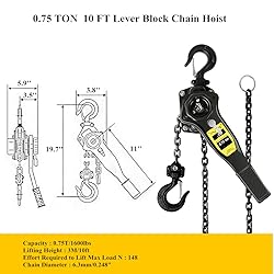 Manual Lever Hoist Come Along 3/4 TON 1650 LBS