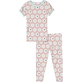 KicKee Print Short Sleeve Pajama Set, Ultra Soft and Snug Fitting PJs, Matching Top and Bottom Sleepwear Set, Newborn to Baby to Kid Pajamas (Baby Rose Porthole - 2T)