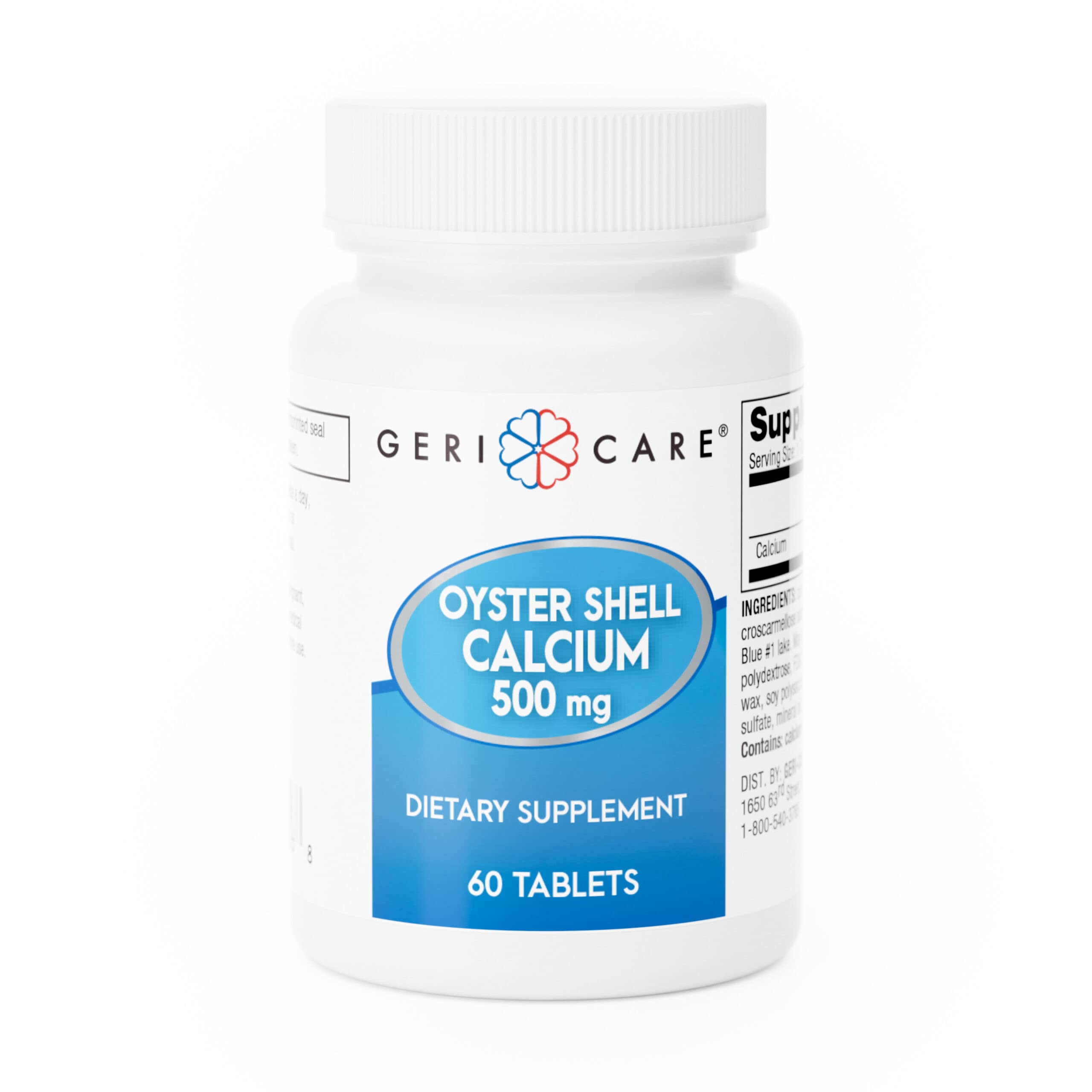 GeriCare Oyster Shell Calcium 500 mg, Bone Health, Nutritional Supplement, 60 Count (Pack of 1)