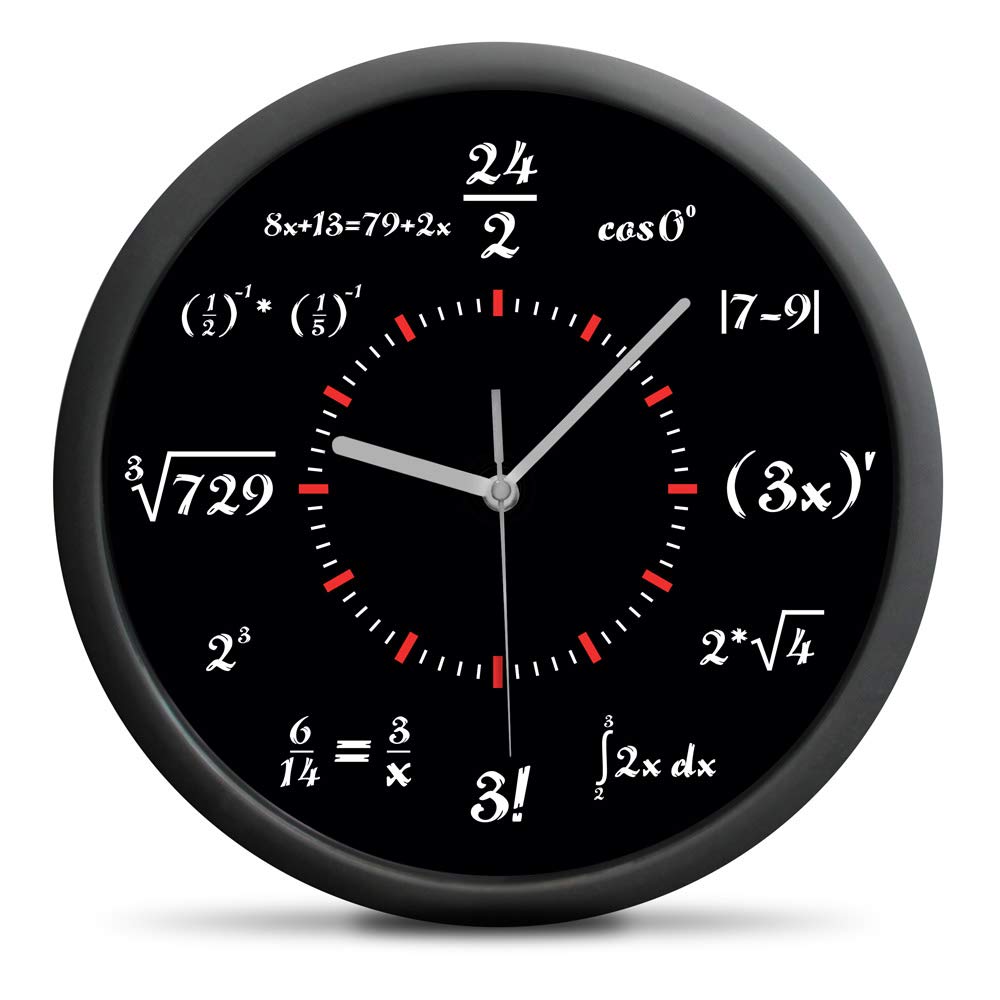 Froster Maths Clock, Non-ticking, Silent Wall Clock, Novelty Home Decor, Maths Gift for Men & Women