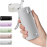 5oz Small Water Bottles with Straw, Mini Water Bottle One-Hand Open Design, Leak-Proof Locking Lid for Hot&Cold Drinks, Small Travel Water Bottle - 100% Leakproof for School, Travel...(Light Grey)