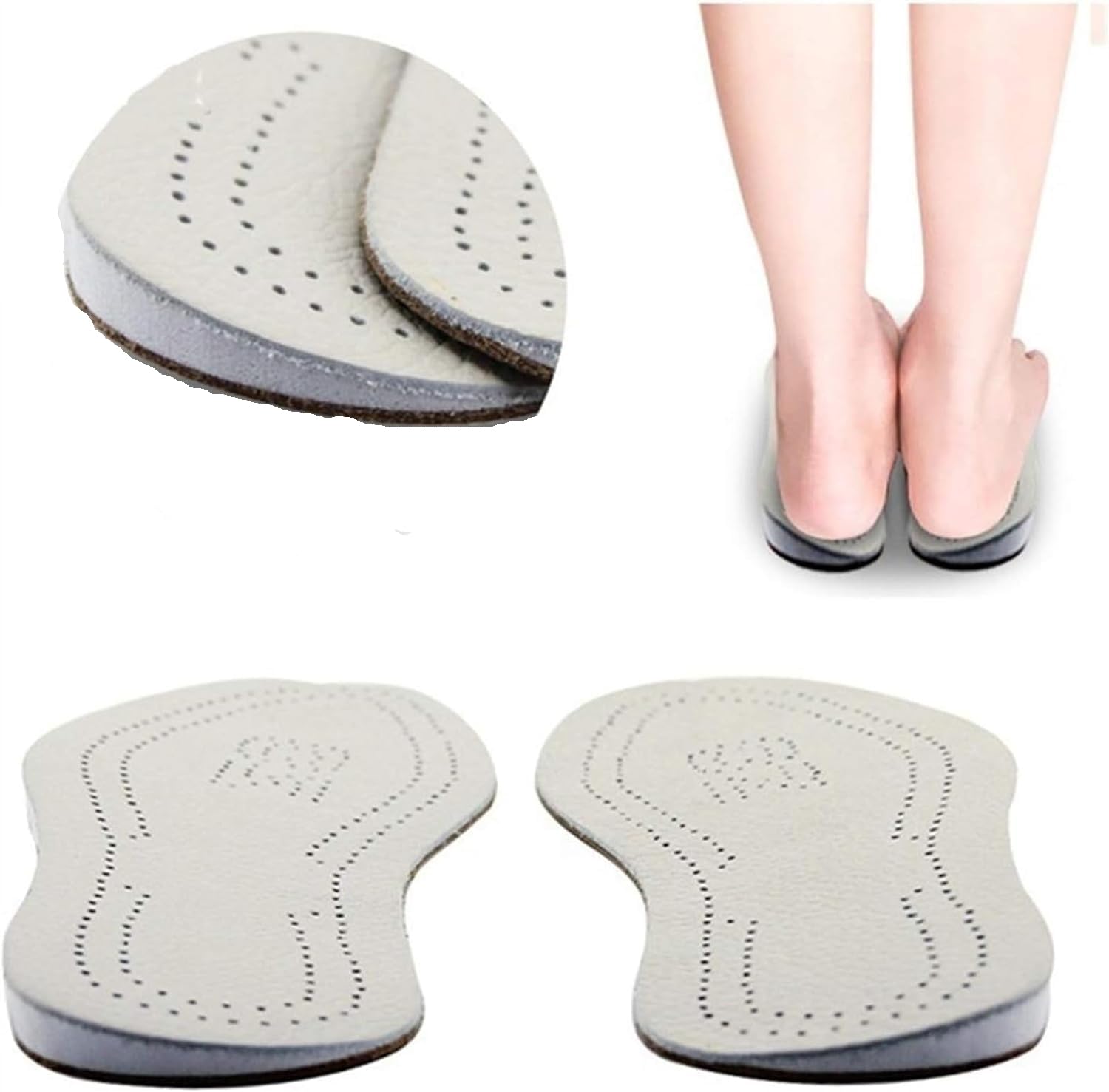 zalati Orthotic Insoles 1 Pair Corrector Shoes Inserts with Leather & EVA for Supination O Leg - UK 7/8