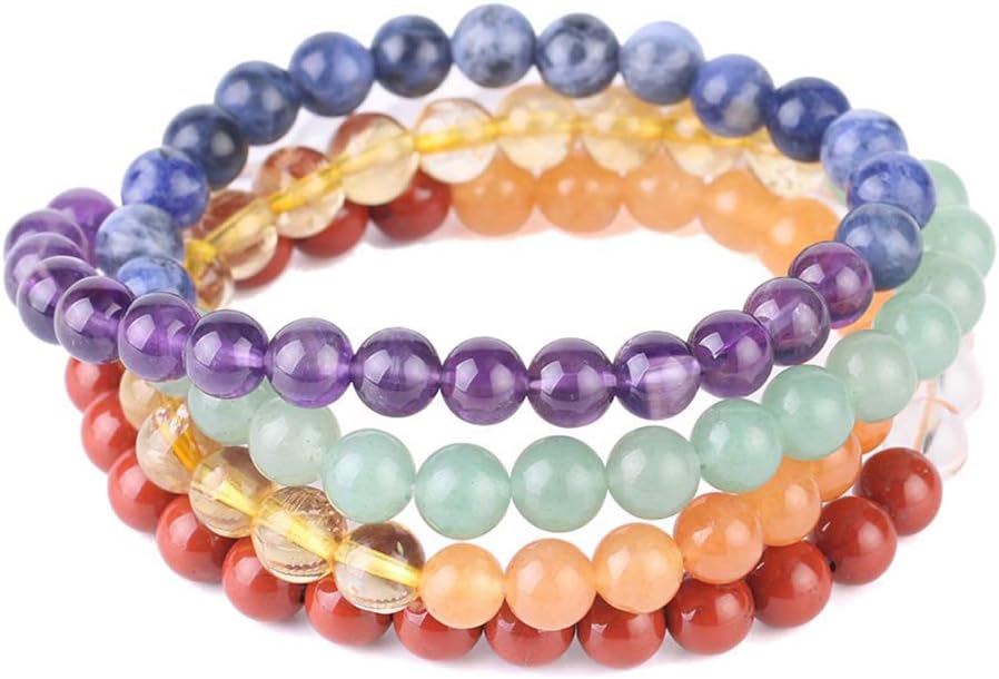 Purmy Chakra Bracelet 108 Chakra Stone Meditation Beads,Healing Crystals Chakra Bracelet for Women 6MM