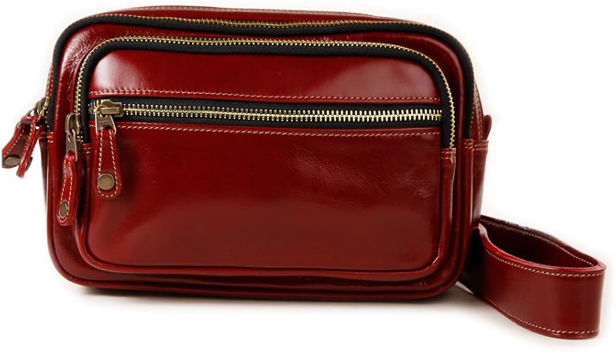 Amazon ウエストポーチ ウエストバッグ レザー バッグ メンズ イタリアンレザー 本革 レッド ブランド 人気 Cr Craze Leather ウエストバッグ
