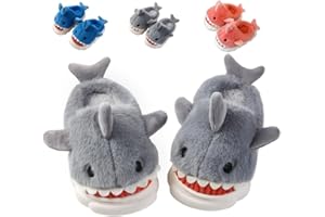 Fiedaz Boys Girls Shark Slippers for Toddler Kids - Cute Plush Warm Non-Slip Indoor Bedroom Winter Shoes