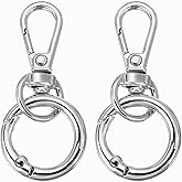 PATIKIL 1.8" Swivel Snap Hooks with Key Rings, 2Pcs Double Opening Metal Lobster Swivel Clasp Clip with O Ring for DIY Crafts Lanyard Making, Silver Tone