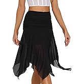 Allegra K High Low Hem Skirt for Women's Ruched Asymmetrical Flowy Dance Skirts