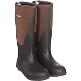 HISEA Men's Rain Boots, Waterproof Durable Insulated Rubber Boots for Men, 5 mm Neoprene Outdoor Mud Fishing Hunting Boots for Multi-Season (Black, Camo & Brown)