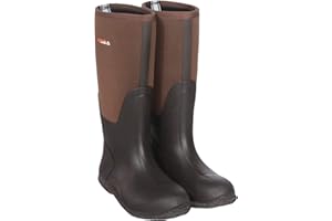HISEA Men's Rain Boots, Waterproof Durable Insulated Rubber Boots for Men, 5 mm Neoprene Outdoor Mud Fishing Hunting Boots for Multi-Season (Black, Camo & Brown)