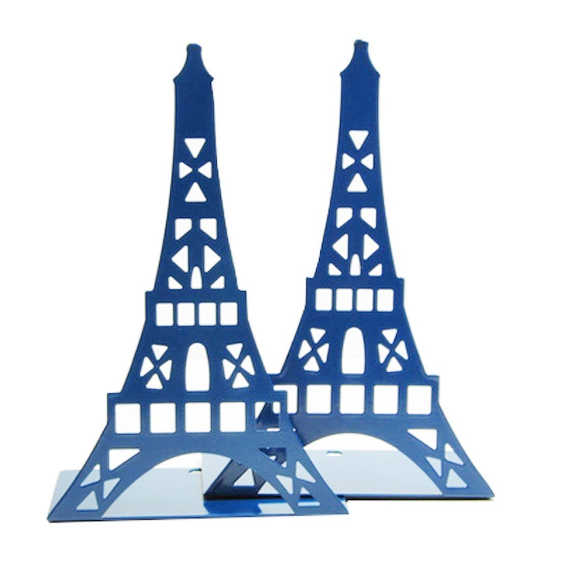 1 Pair Cute Eiffel Tower Bookend Design Bookends for Shelves Desk Holder Book Organizer Metal Decorative Book End (Navy)