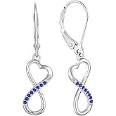 JO WISDOM Women Earrings for Women,925 Sterling Silver Infinity Heart Leverback Dangle Earrings with 5A Cubic Zirconia