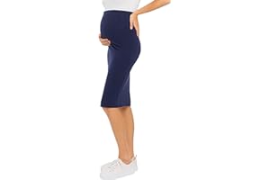 My Bump Women's Comfort Stretch High Waisted Tummy Control Midi Maternity Pencil Skirt Made in USA