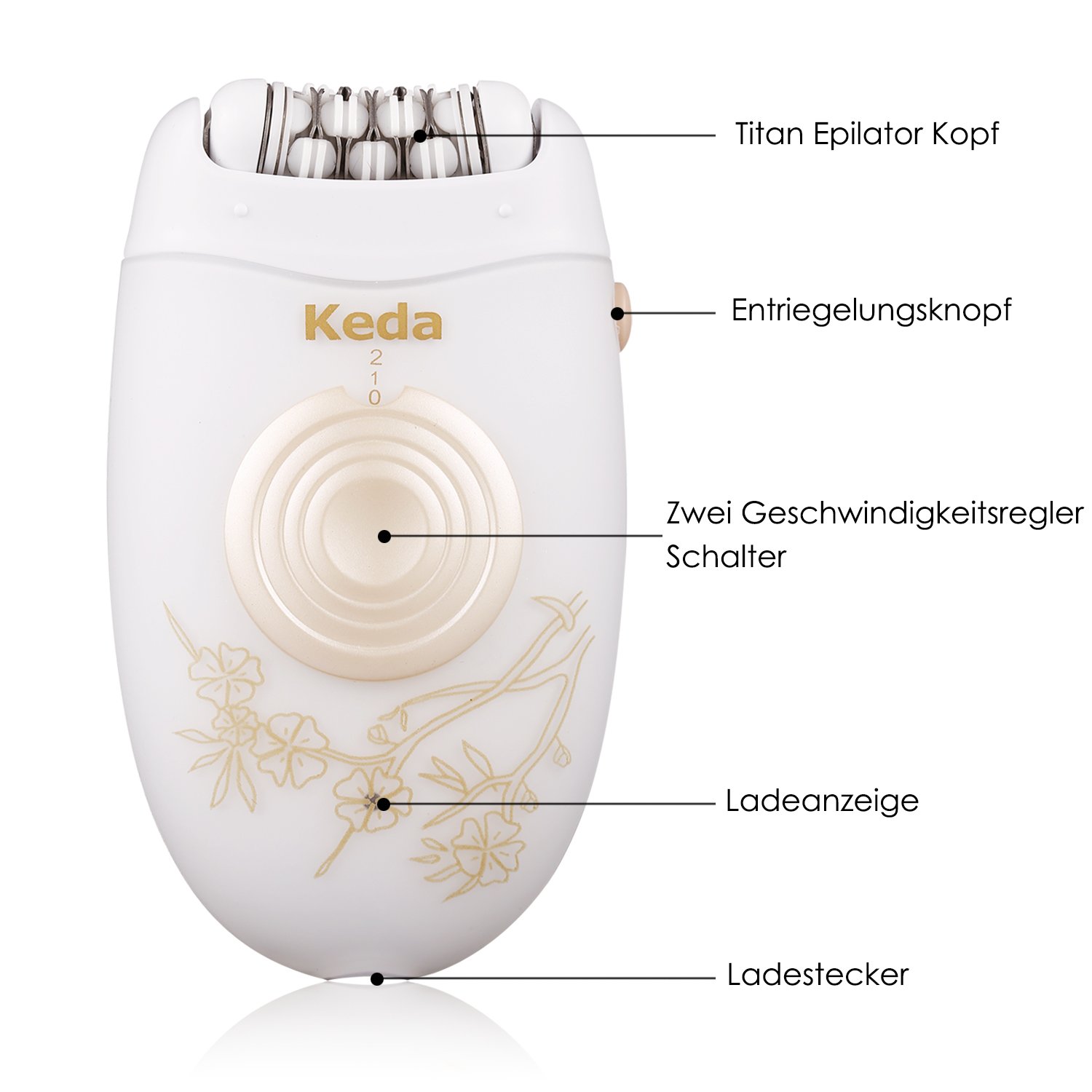 Yivans KD-196 Epilierer Dreifachfunktion weiß/gold