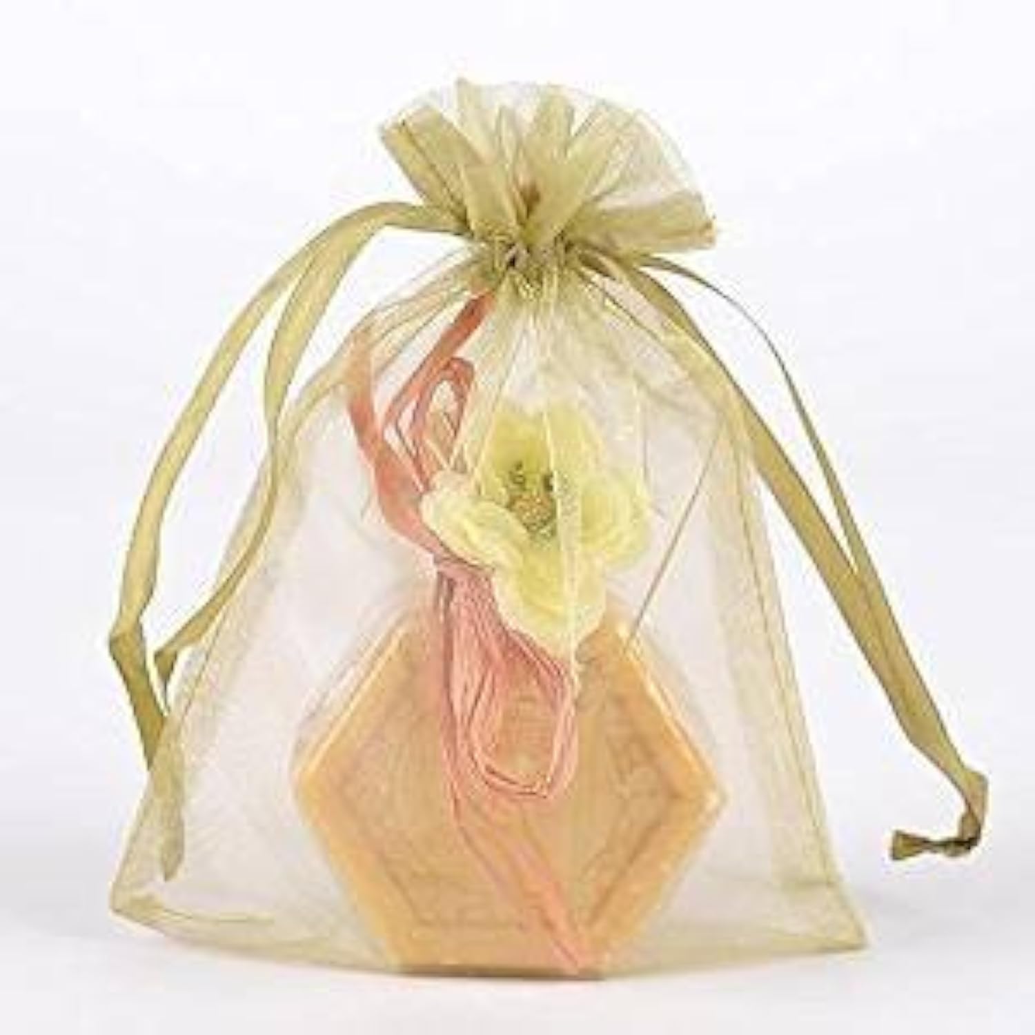 Tulle Organza Drawstring Gift Bag 8 x 14 inches 8"x14" (Quantity of 10, Old Willow)