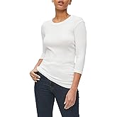 Michael Stars Women's Fitted Basic 3/4 Sleeve Crewneck Dora Shine Tee Shirt